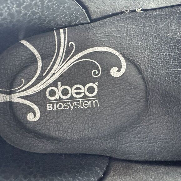 Abeo Black Patent Leather Stapled Clog Grid Pattern Ellie 8.5M Rubber Sole - Picture 2 of 10